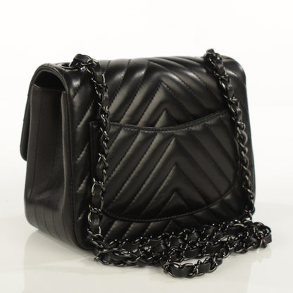 Chanel Lambskin Chevron Quilted Mini Square Flap So Black 3 of 9