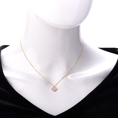 Van Cleef & Arpels 18K Yellow Gold Mother of Pearl Sweet Alhambra Pendant Necklace 2 of 4