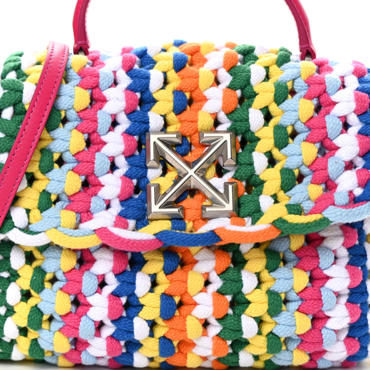Off-White Textile Braided Jitney 2.8 Top Handle Bag Multicolor 7 of 9