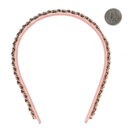Chanel Metal Lambskin CC Turnlock Chain Headband Gold Pink 2 of 5