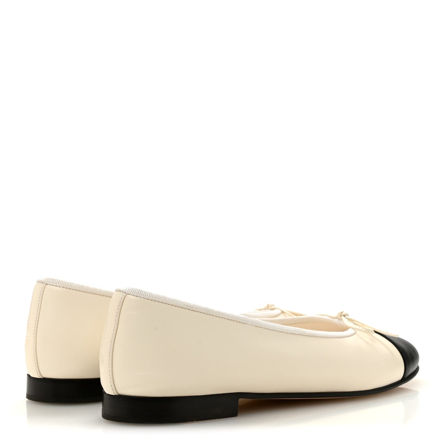 Lambskin Cap Toe CC Ballerina Flats 39.5 White Black