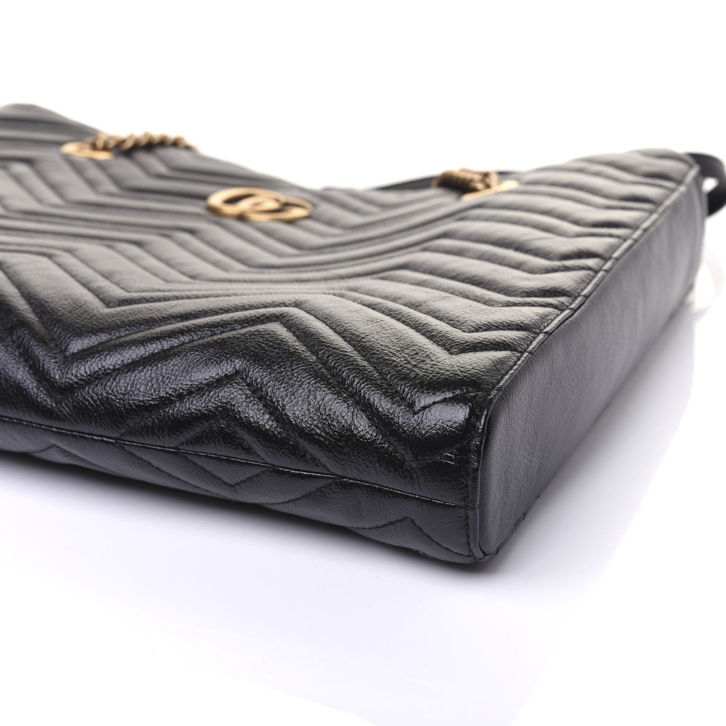 Vintage Calfskin Matelasse Medium GG Marmont Slim Tote Black