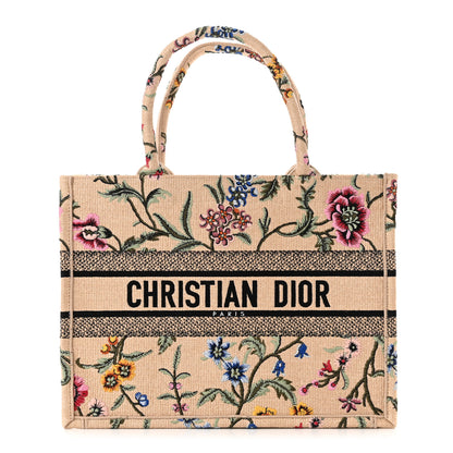 Christian Dior Raffia Embroidered Petites Fleurs Medium Book Tote Natural 1 of 10