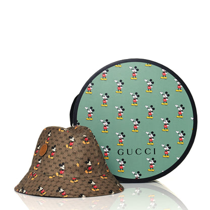 Gucci X DISNEY Mini Vintage GG Supreme Monogram Mickey Mouse Trent Bucket Hat M Beige Ebony Yellow 9 of 9