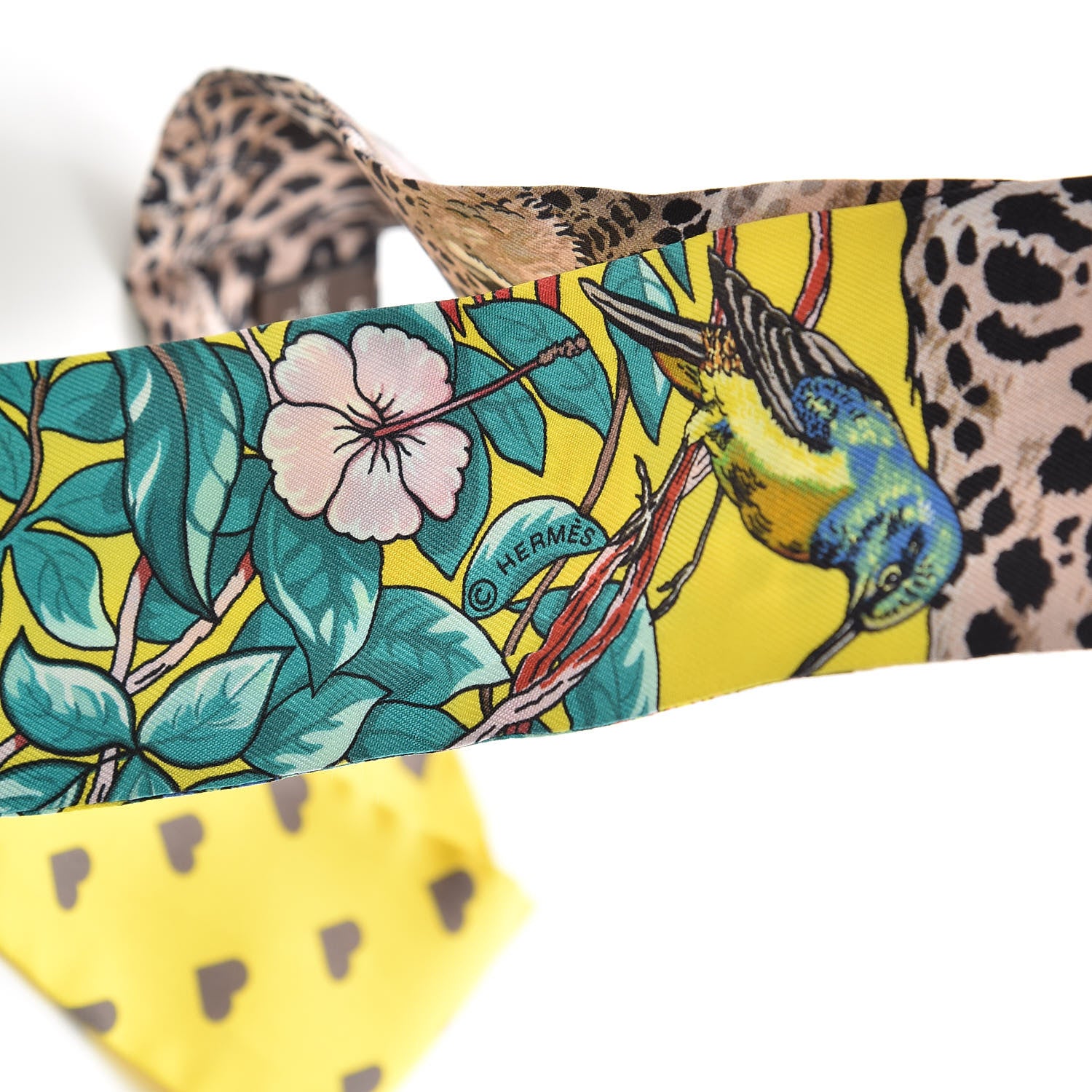 Hermes Silk Jungle Love Love Twilly Jaune Vif Canard 5 of 5