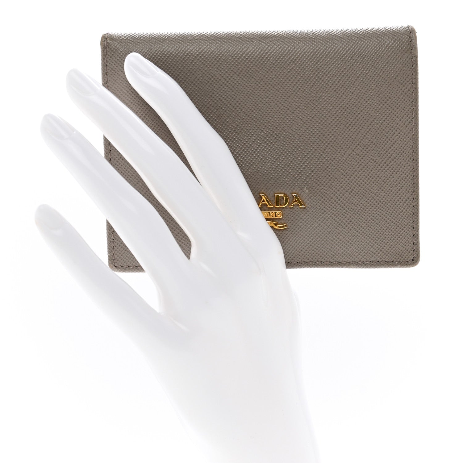 Prada Saffiano Metal Compact Snap Bi-Fold Wallet Marmo 2 of 6