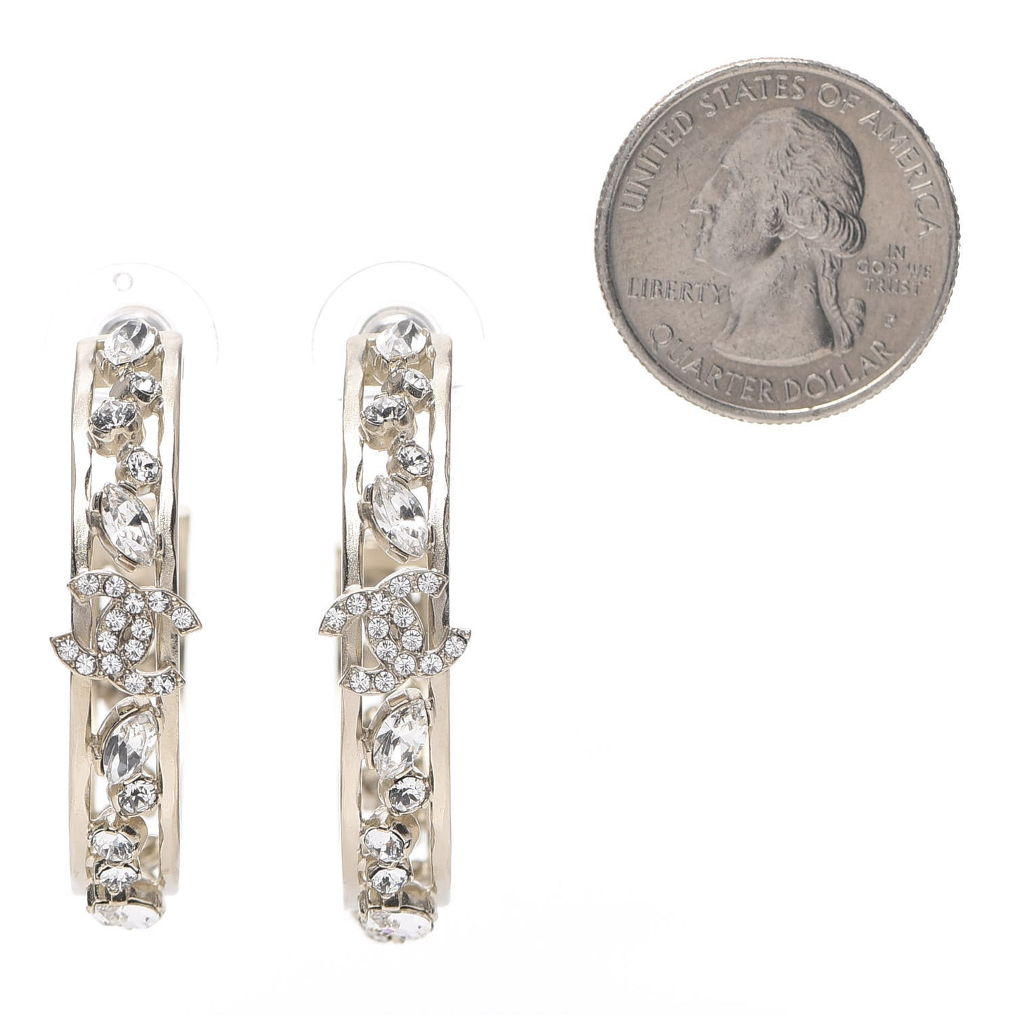 Marquise Crystal CC Hoop Earrings Gold
