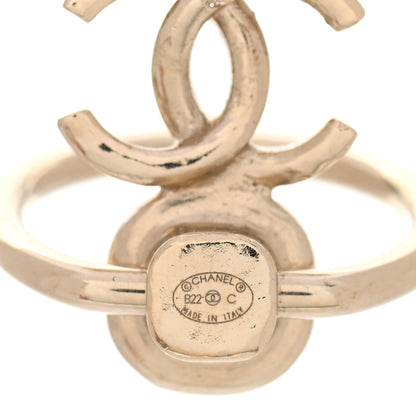 Chanel Metal Pearl CC Hoop Drop Earrings Gold 4 of 5
