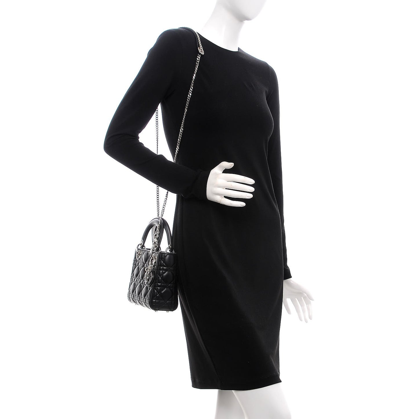 Lambskin Cannage Mini Lady Dior Black