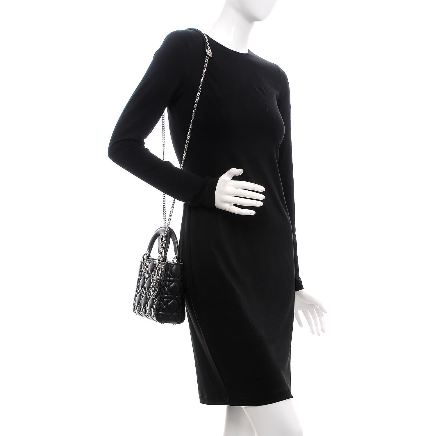 Christian Dior Lambskin Cannage Mini Lady Dior Black 2 of 11