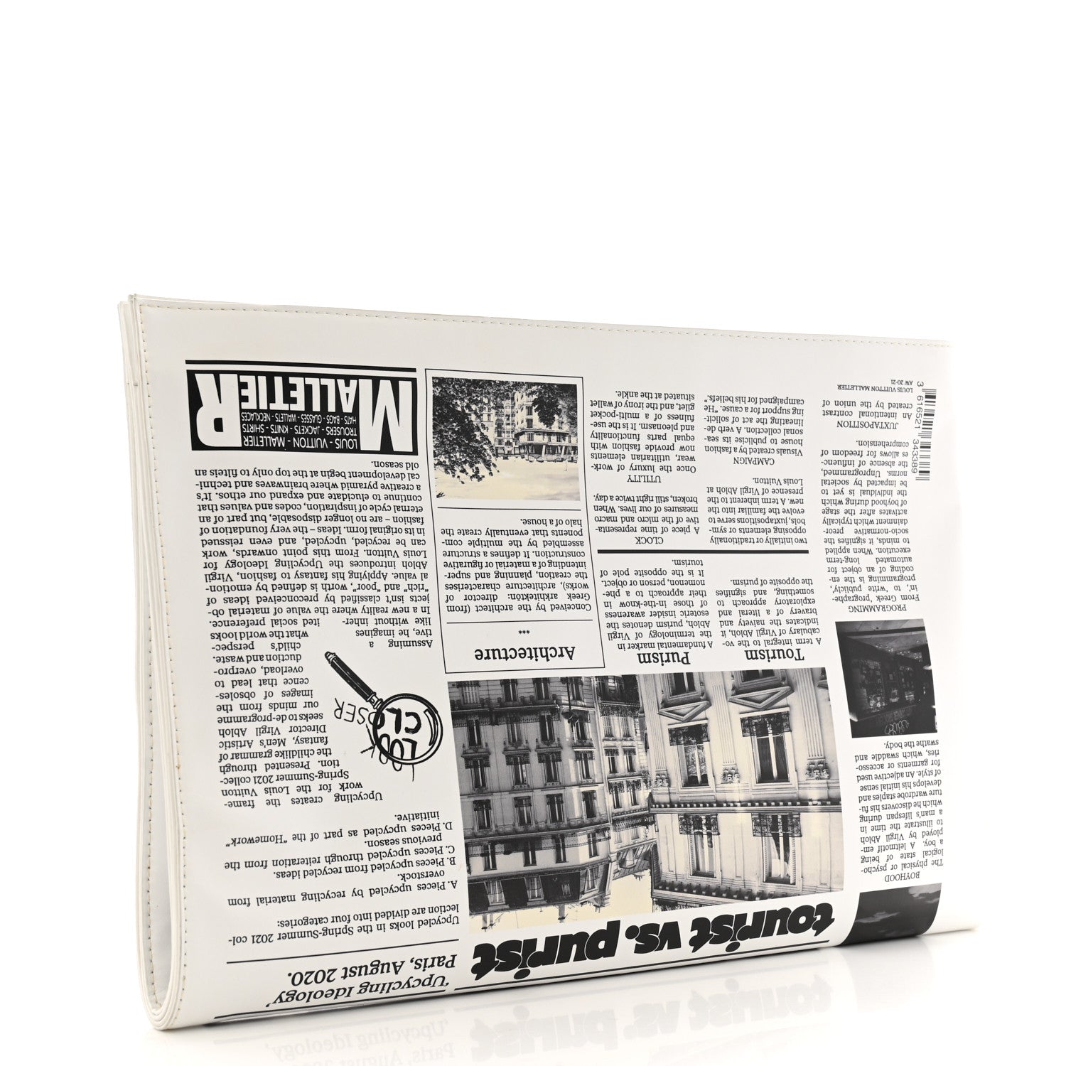 Louis Vuitton Calfskin Newspaper Print Pouch 3 of 8