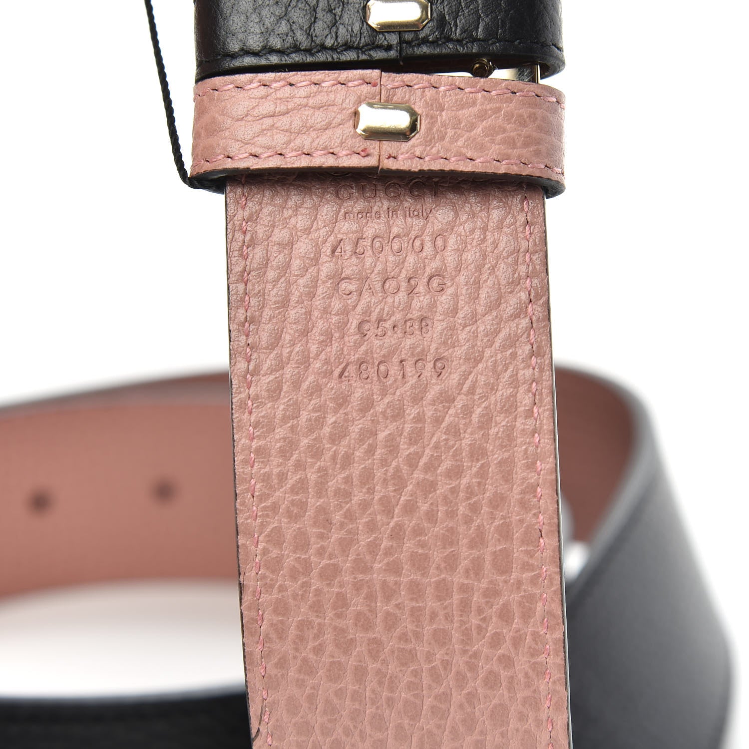 Gucci Calfskin 1973 Reversible Belt 95 38 Black Pink 4 of 4