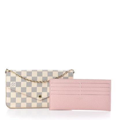 Louis Vuitton Damier Azur Pochette Felicie Chain Wallet Rose Ballerine 3 of 10