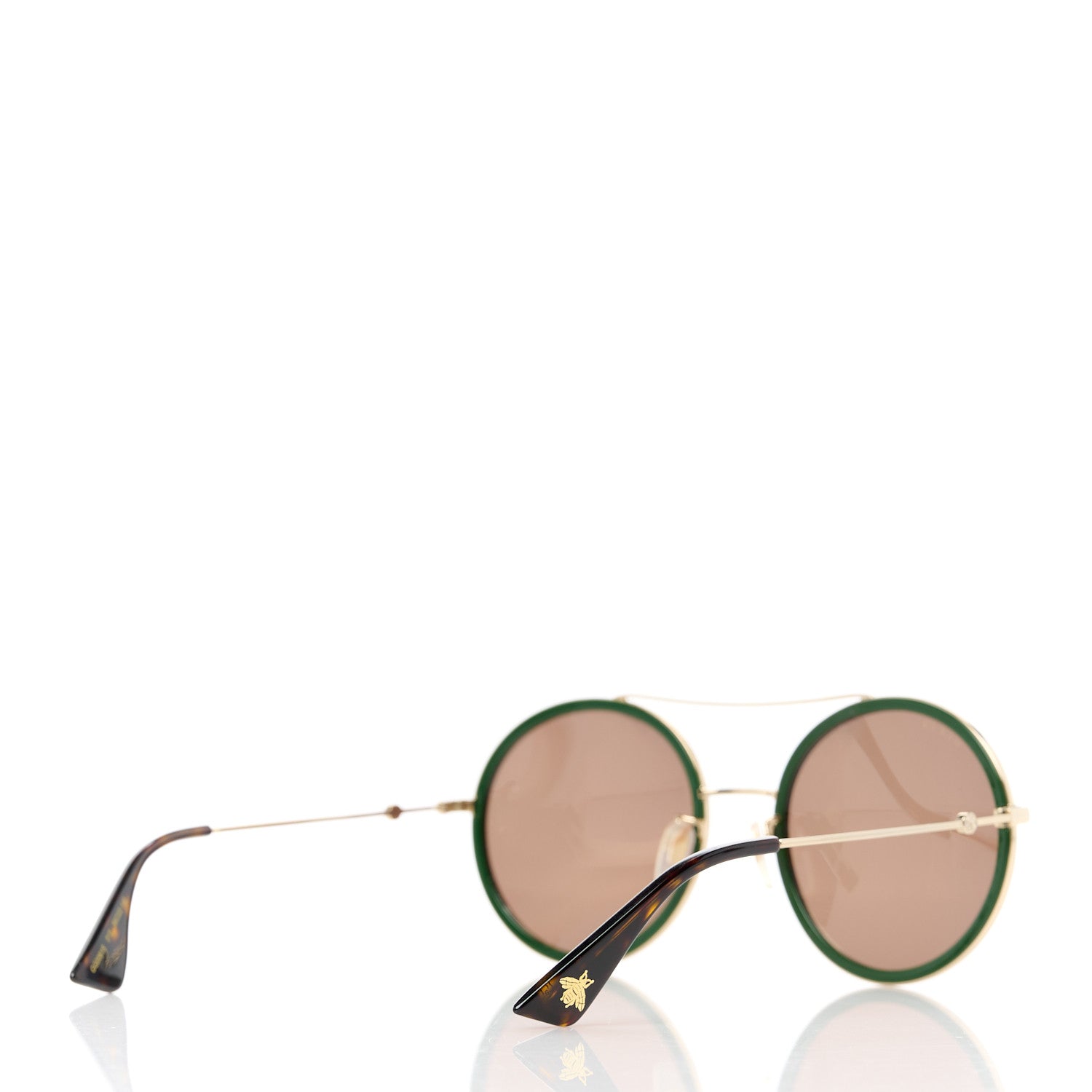 Gucci Metal Round Frame Sunglasses GG0061S Green Red 4 of 8