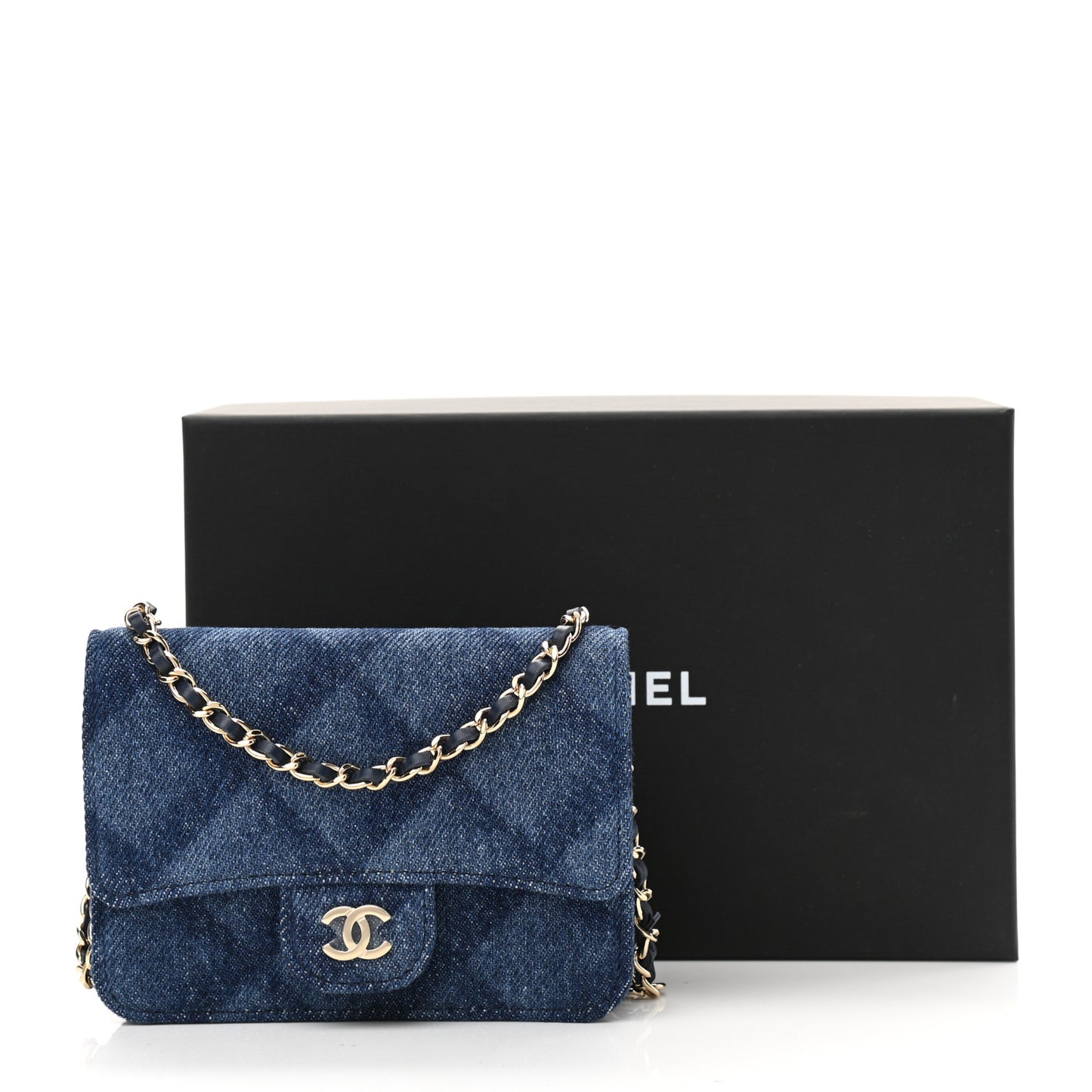 Denim Printed Belt Bag Dark Blue