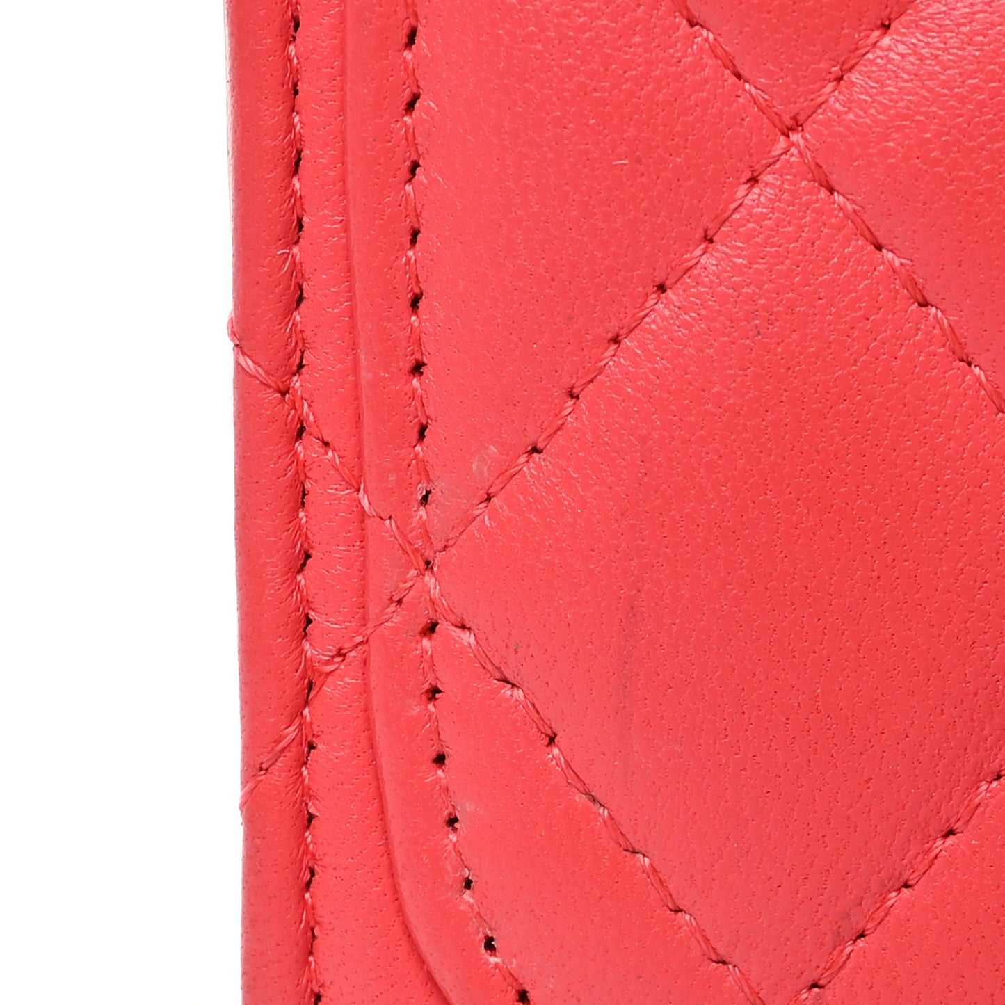 Lambskin Quilted Flap Card Holder Wallet Coral