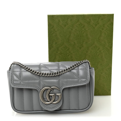 Gucci Calfskin Matelasse Aria Super Mini GG Marmont Shoulder Bag Deep Grey 11 of 11