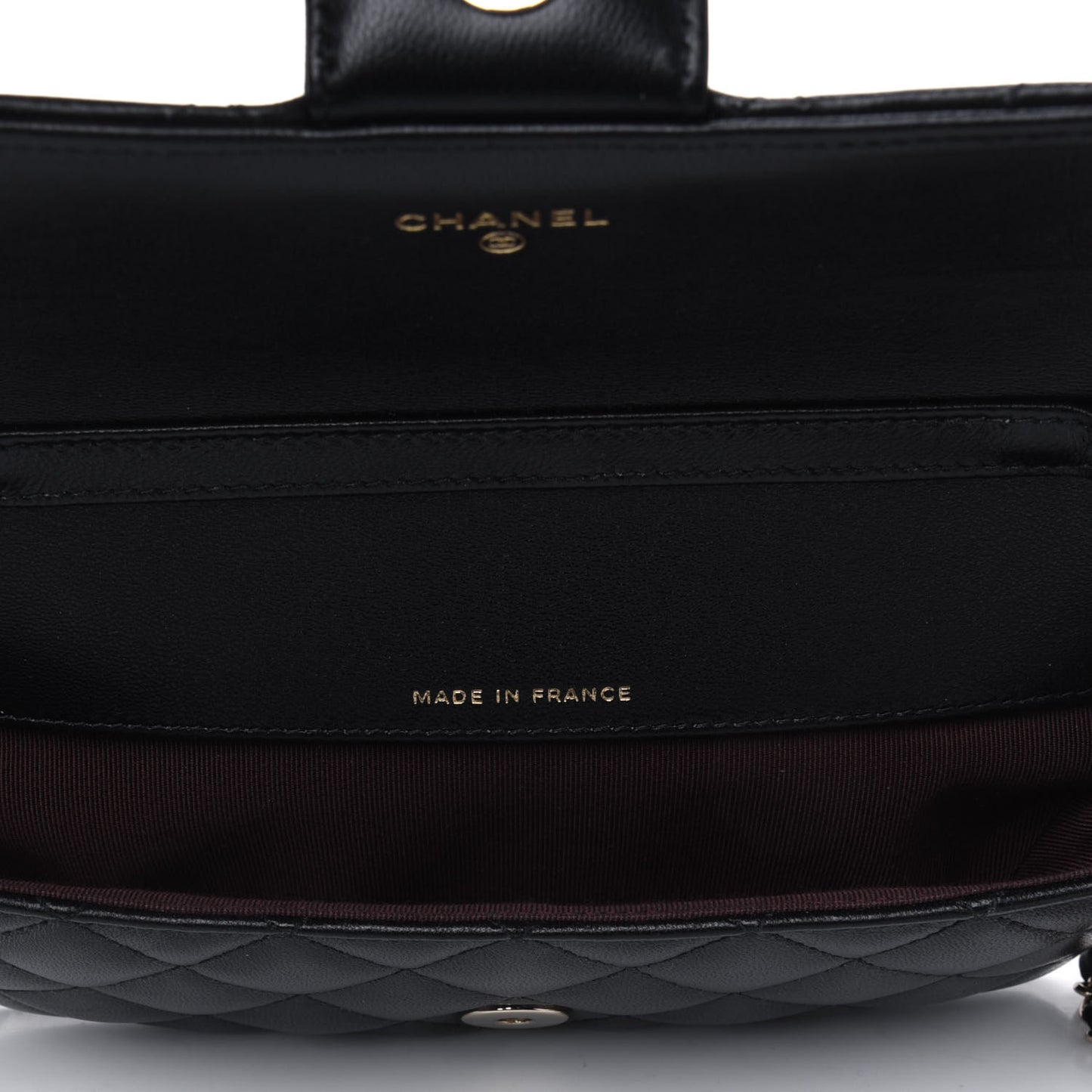 Lambskin Quilted Glasses Case With Chain Black