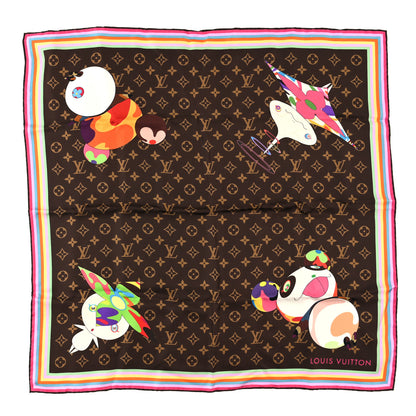 Louis Vuitton LV X TM Silk Monogram Superflat Characters Scarf 70 Brown 1 of 3