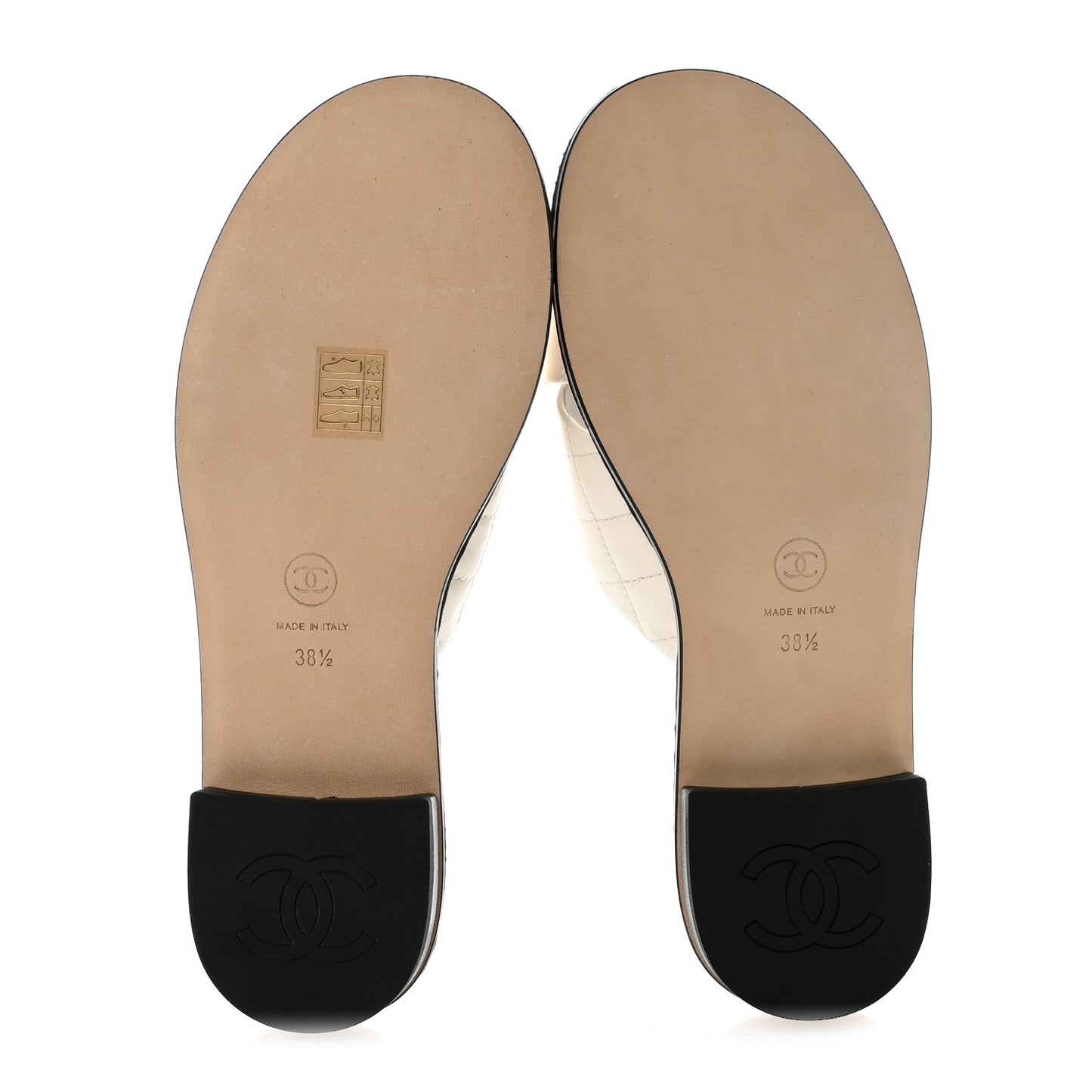 Lambskin Quilted Chain CC Sandals 38.5 White