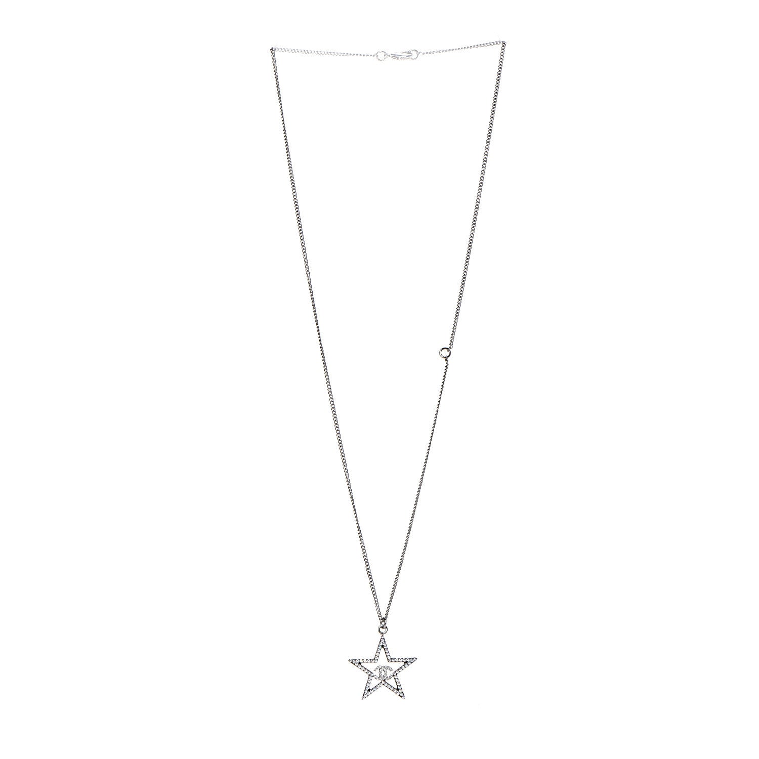 Chanel Ruthenium Crystal Star CC Necklace Iridescent Pink 2 of 5