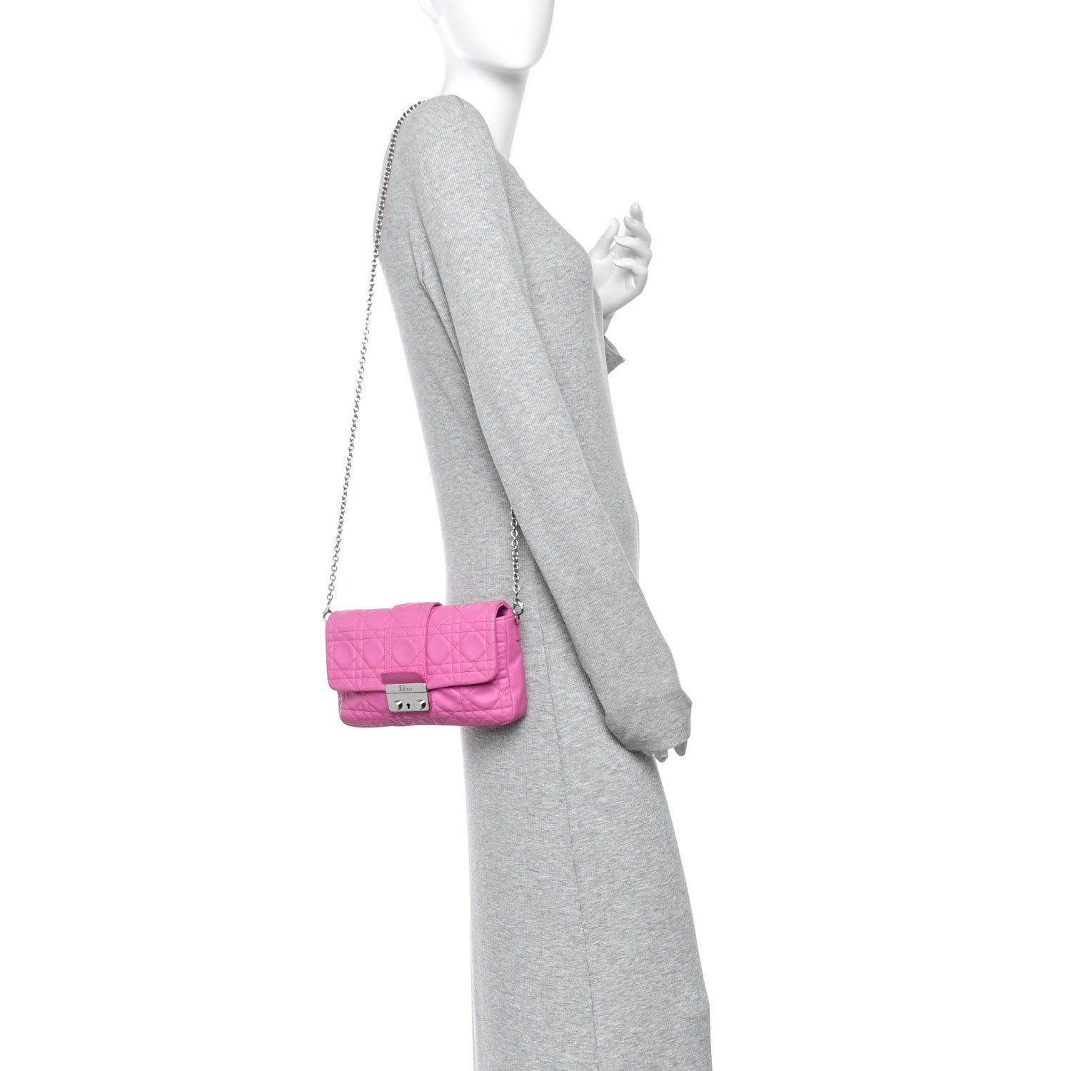 Christian Dior Lambskin Cannage Miss Dior Promenade Pouch Fuchsia