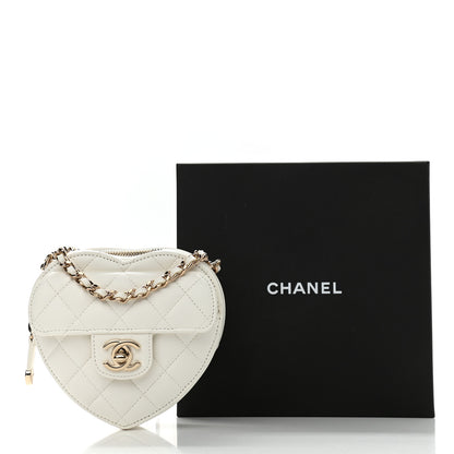 Chanel Lambskin Quilted CC In Love Heart Clutch With Chain White 11 of 11