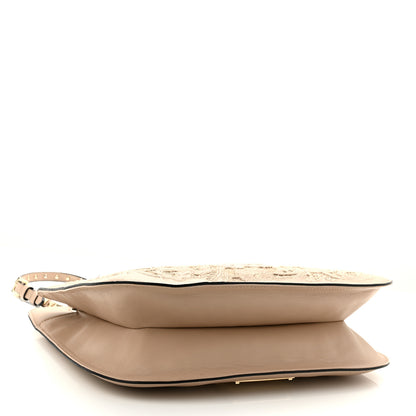 Valentino Garavani Vitello Rockstud Flip-Lock Lace Shoulder Bag Beige 4 of 9