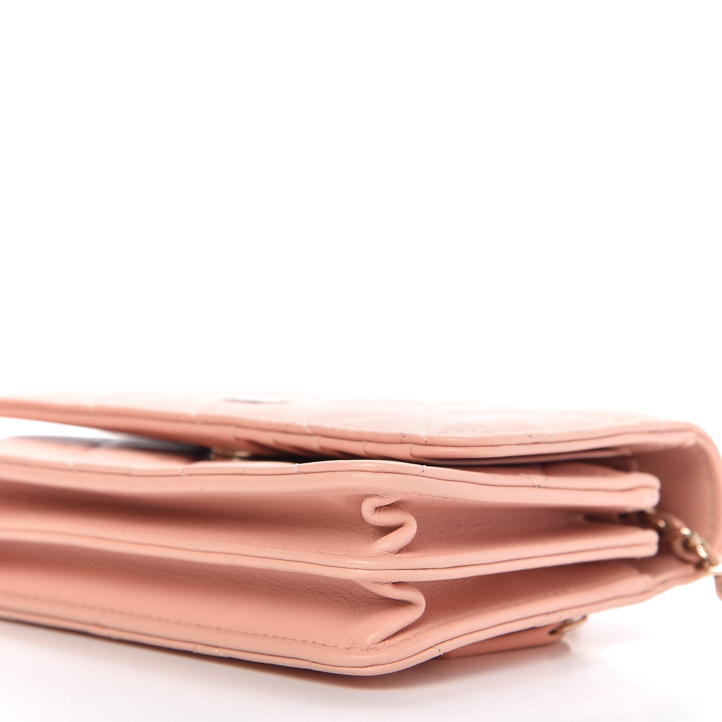 Lambskin Quilted Mini Wallet On Chain WOC Light Pink
