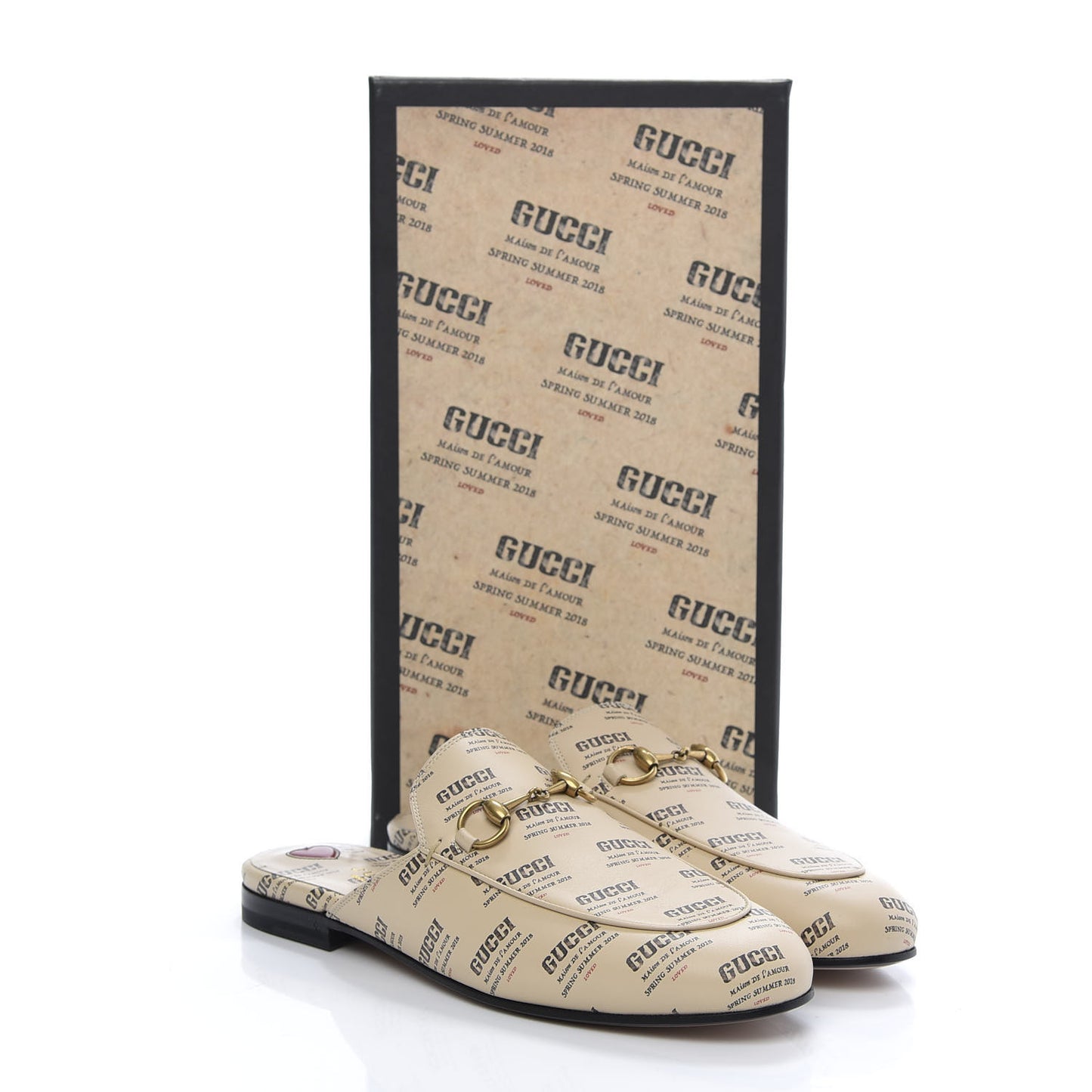 Calfskin Stamp Print Womens Princetown Slippers 37 Soy Black