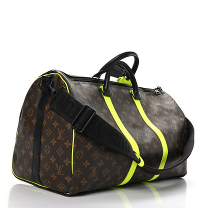 Louis Vuitton Monogram Macassar Keepall Bandouliere 50 Florescent Yellow 2 of 9