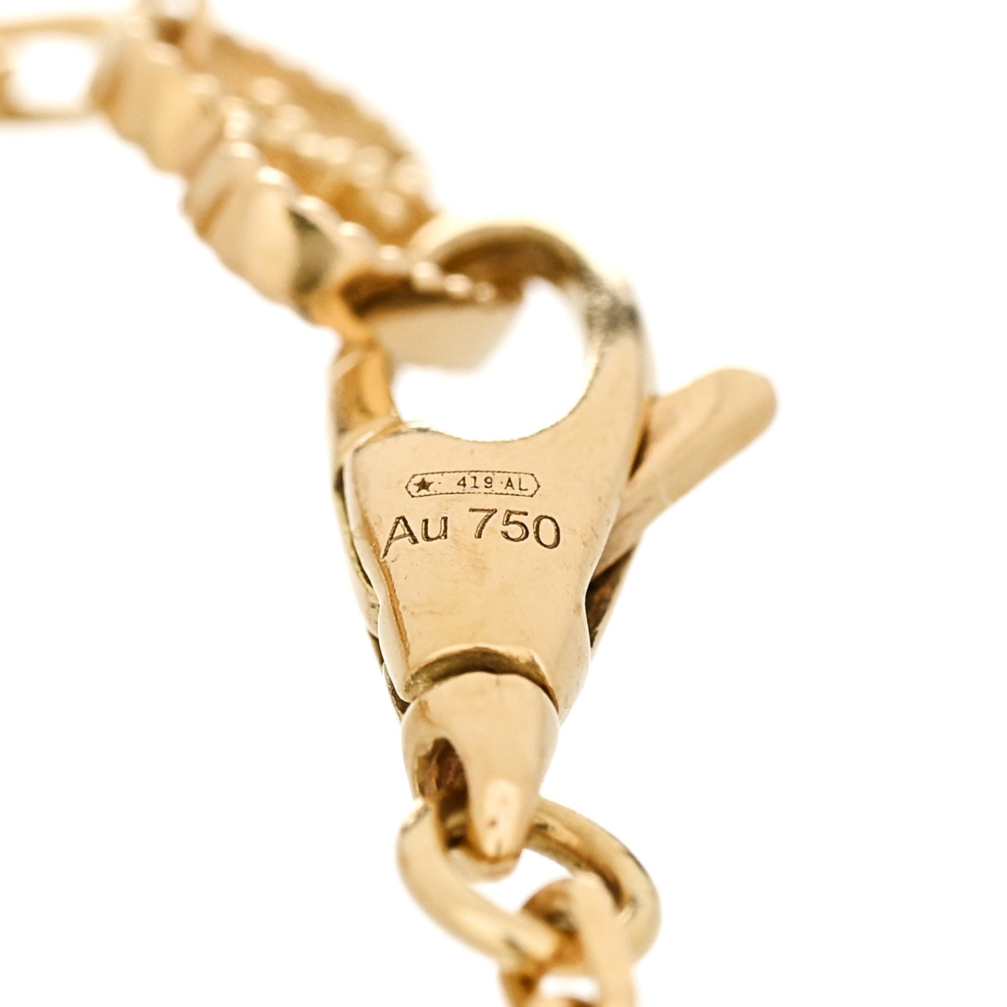 18K Yellow Gold Diamond Pink Opal Le Marche des Merveilles Feline Bracelet