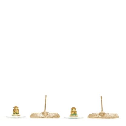 Chanel Crystal CC Earrings Light Gold 4 of 6