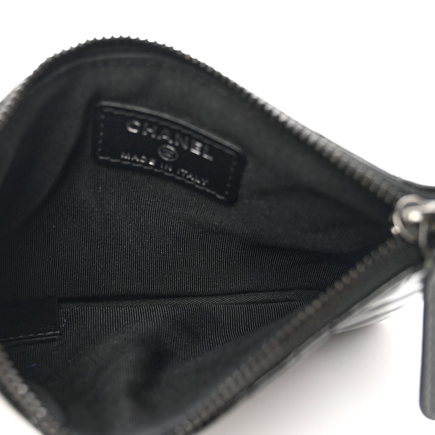 Patent Chevron Quilted Small Reissue Cosmetic Case So Black