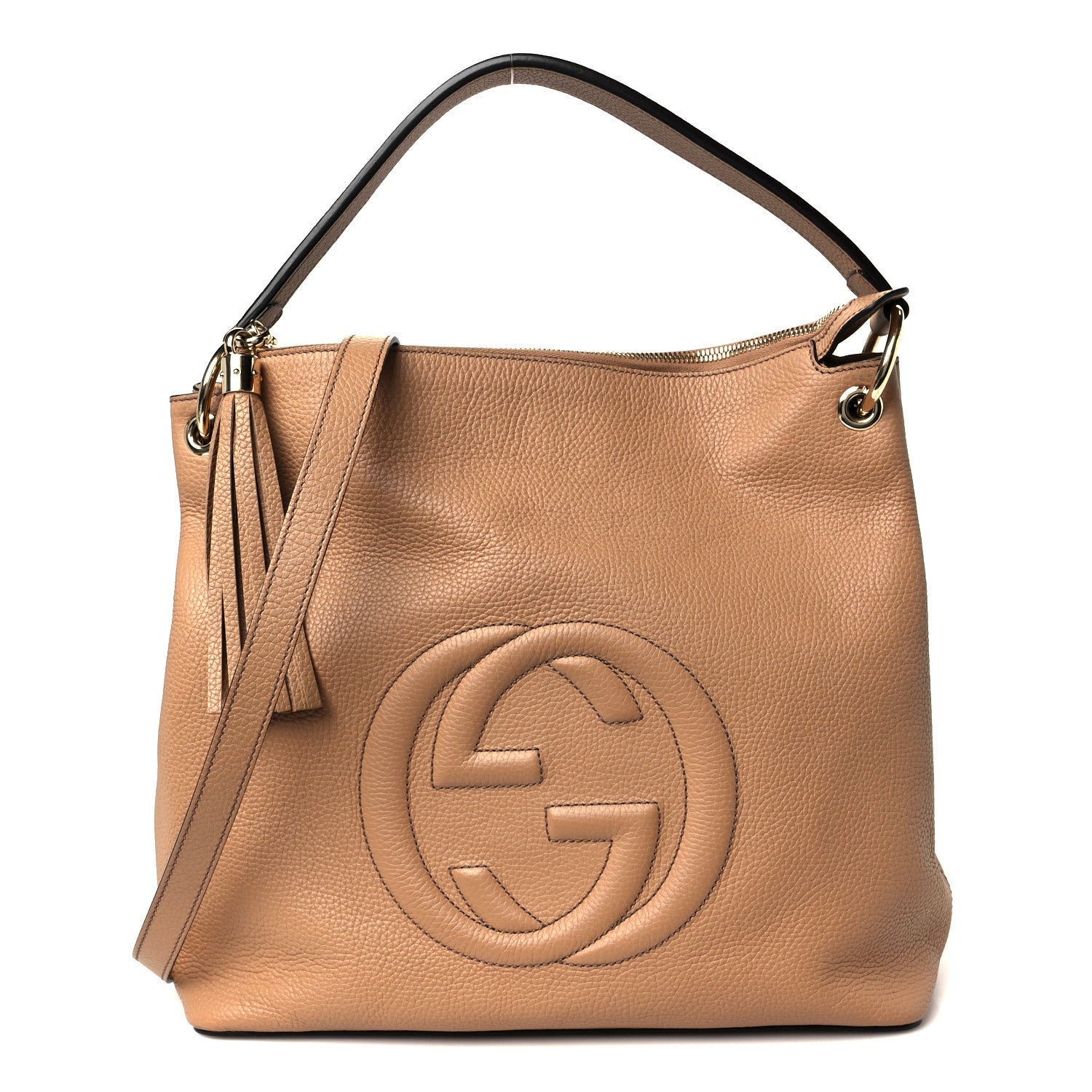 Gucci Pebbled Calfskin Large Soho Hobo Camelia 1 of 11