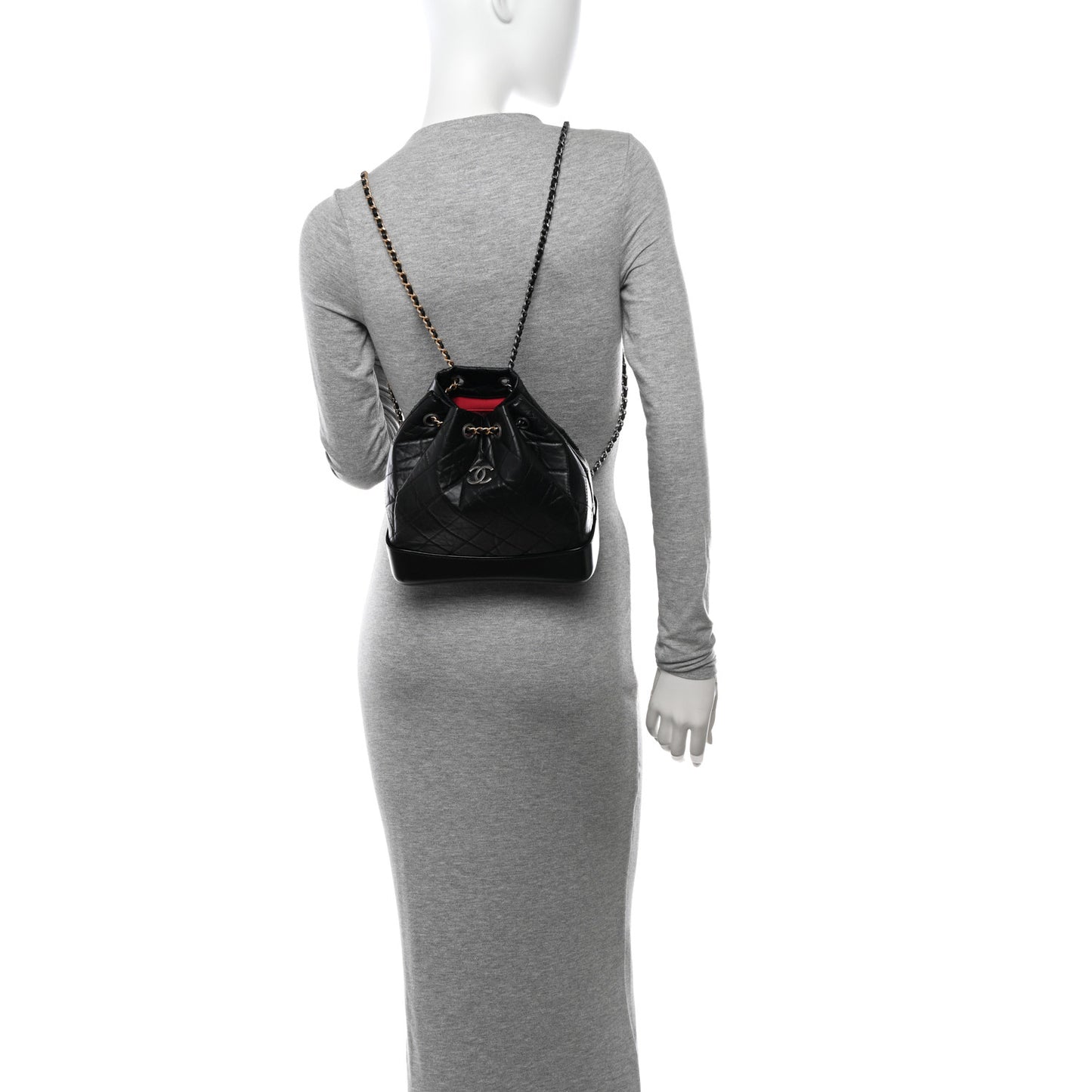 Aged Calfskin Quilted Small Gabrielle Backpack Black