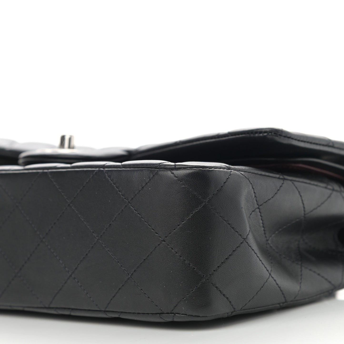Lambskin Quilted Medium Double Flap Black