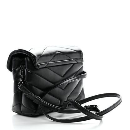 Saint Laurent Calfskin Y Quilted Monogram Monochrome Toy Loulou Crossbody Bag Black 2 of 9