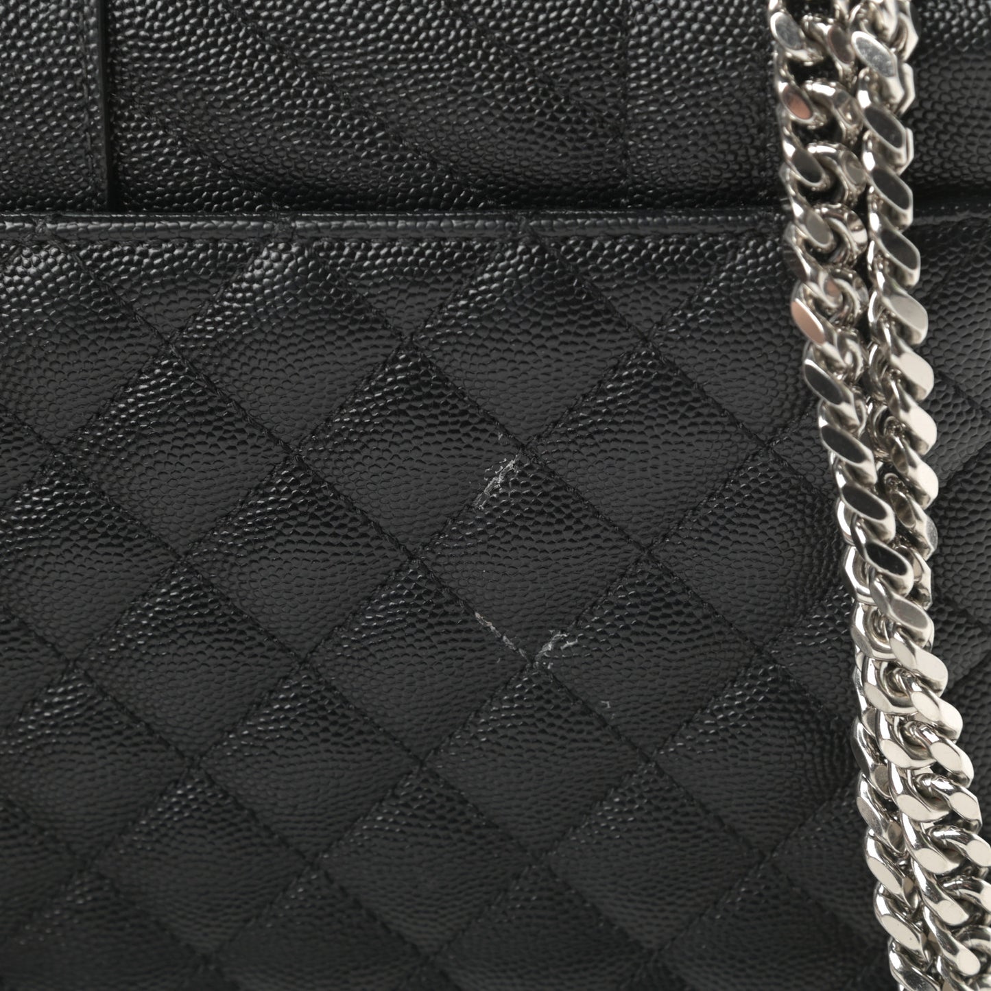 Grain De Poudre Textured Mixed Matelasse Triquilt Medium Monogram Satchel Black