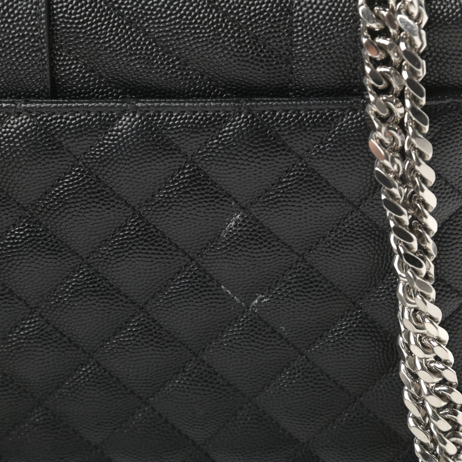 Saint Laurent Grain De Poudre Textured Mixed Matelasse Triquilt Medium Monogram Satchel Black 13 of 15