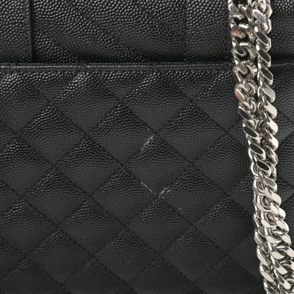 Saint Laurent Grain De Poudre Textured Mixed Matelasse Triquilt Medium Monogram Satchel Black 13 of 15