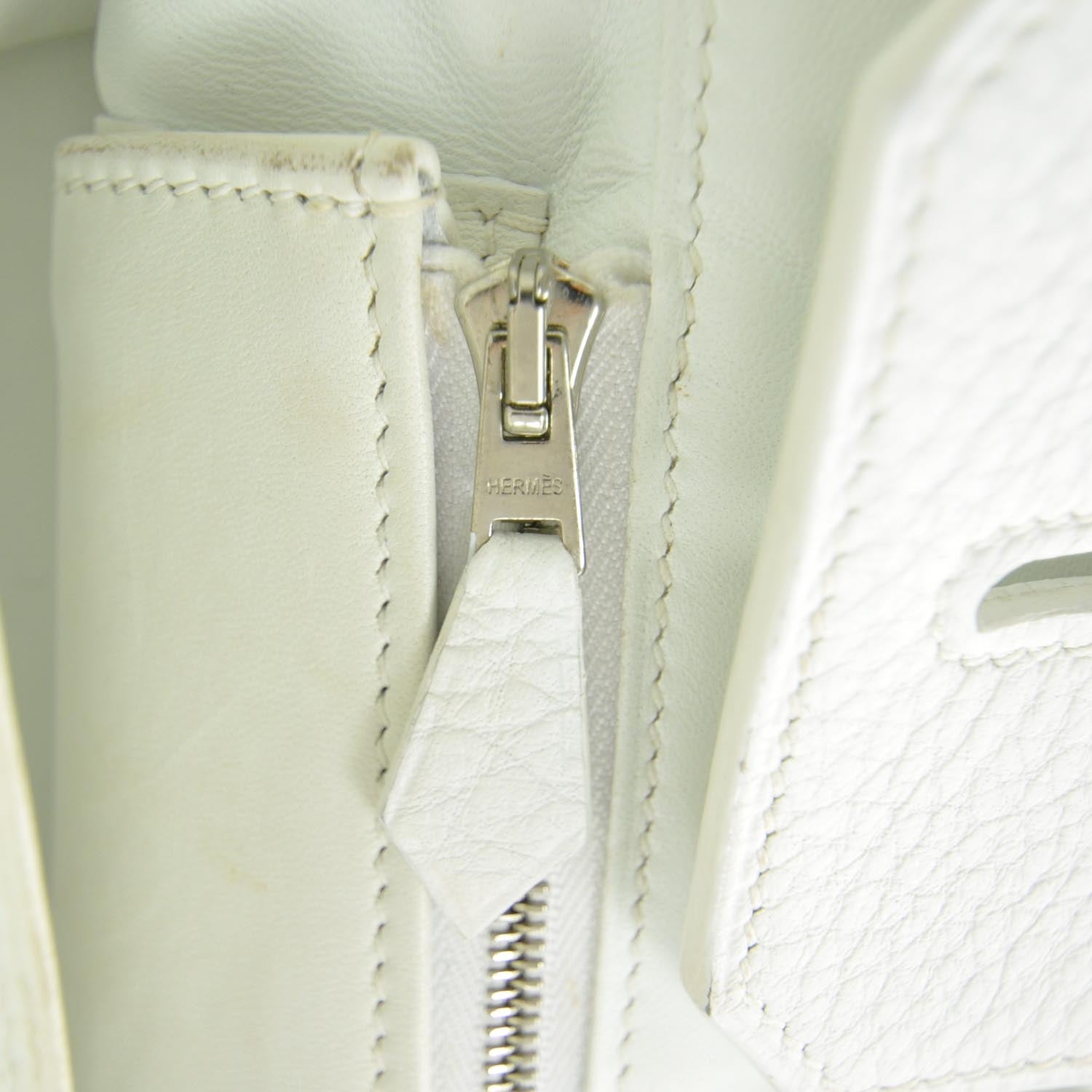 Hermes Taurillon Clemence Birkin 35 White 10 of 11