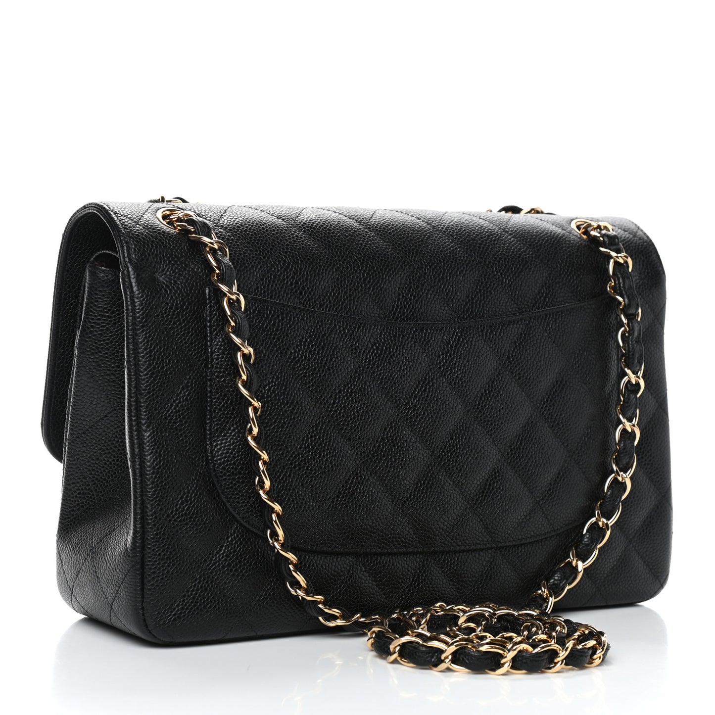 Caviar Quilted Jumbo Double Flap Black
