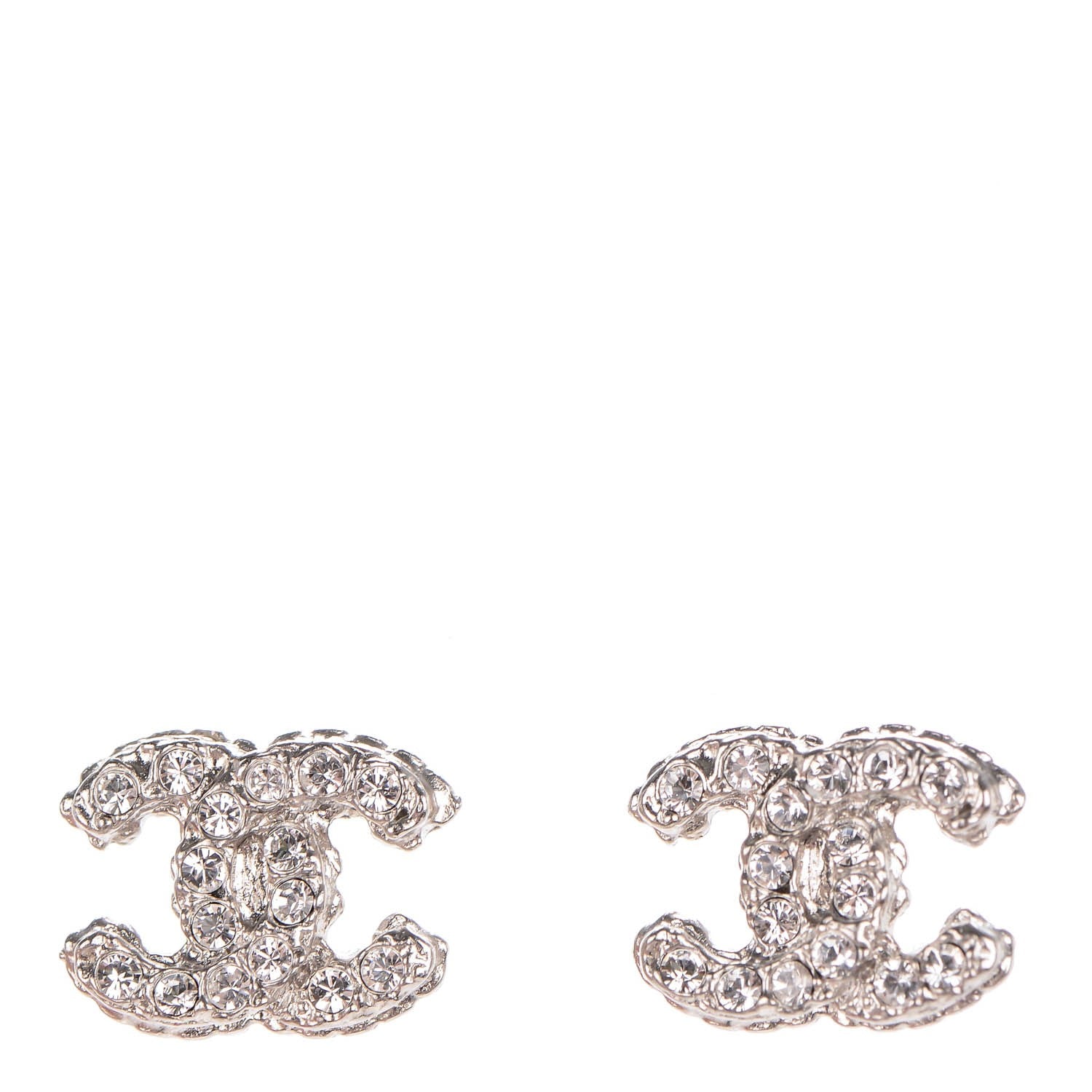 Chanel Crystal Timeless CC Earrings Silver 1 of 5