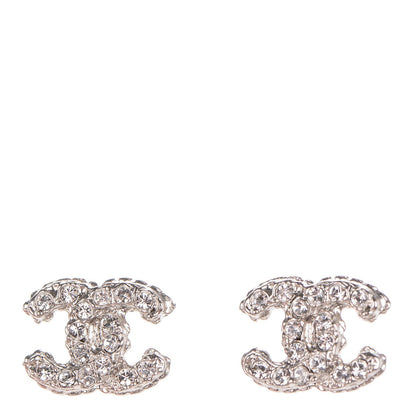 Chanel Crystal Timeless CC Earrings Silver 1 of 5
