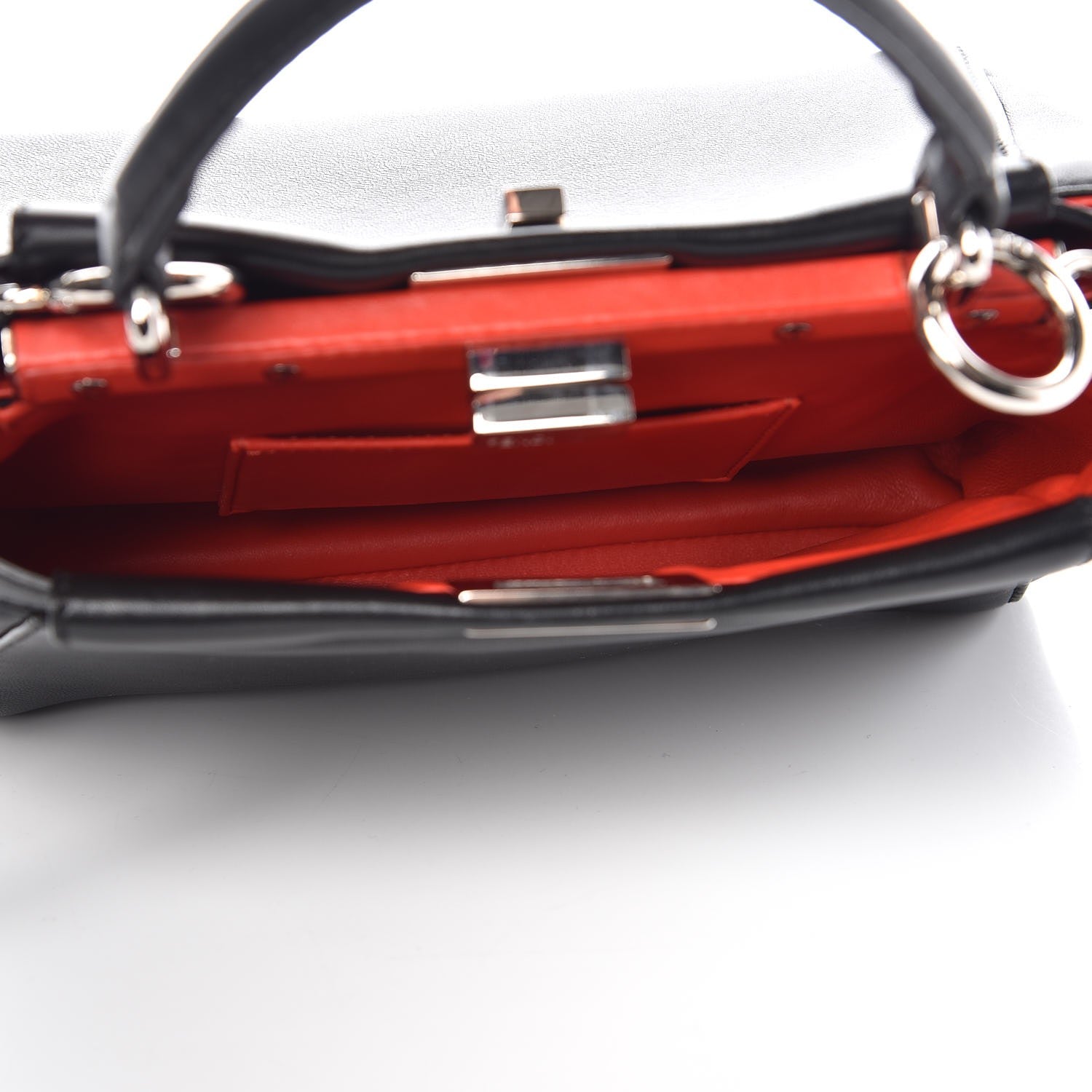 Fendi Nappa Karung Monster Eyes Mini Peekaboo Iconic Satchel Black Papavero 6 of 13