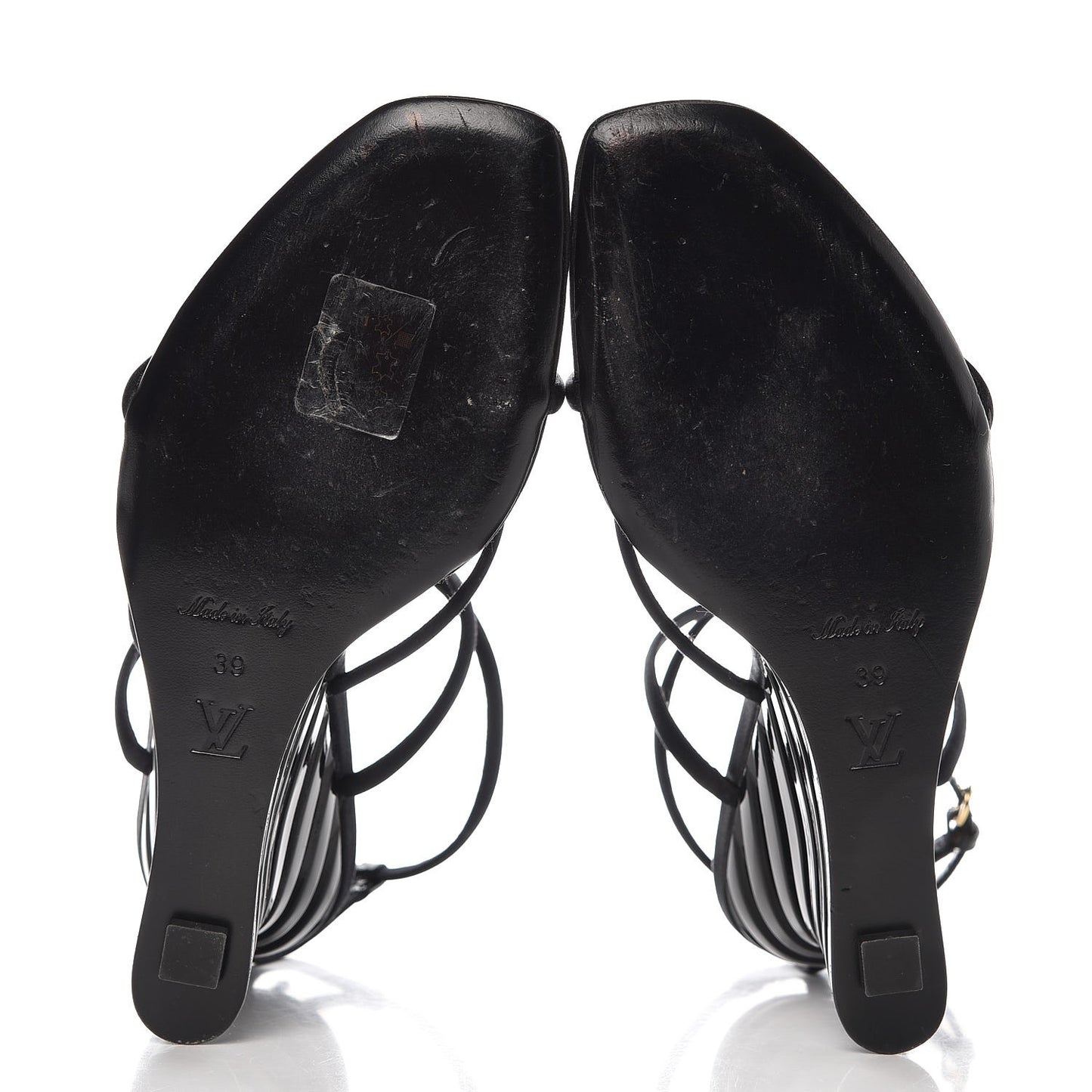 Resin Satin Wedge Sandals 39 Black