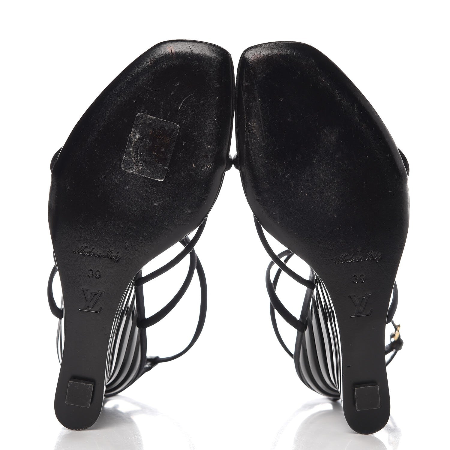Louis Vuitton Resin Satin Wedge Sandals 39 Black 7 of 12