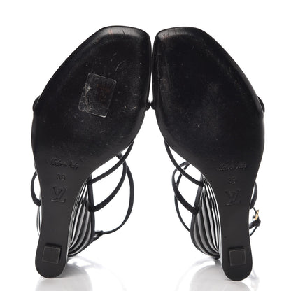 Louis Vuitton Resin Satin Wedge Sandals 39 Black 7 of 12