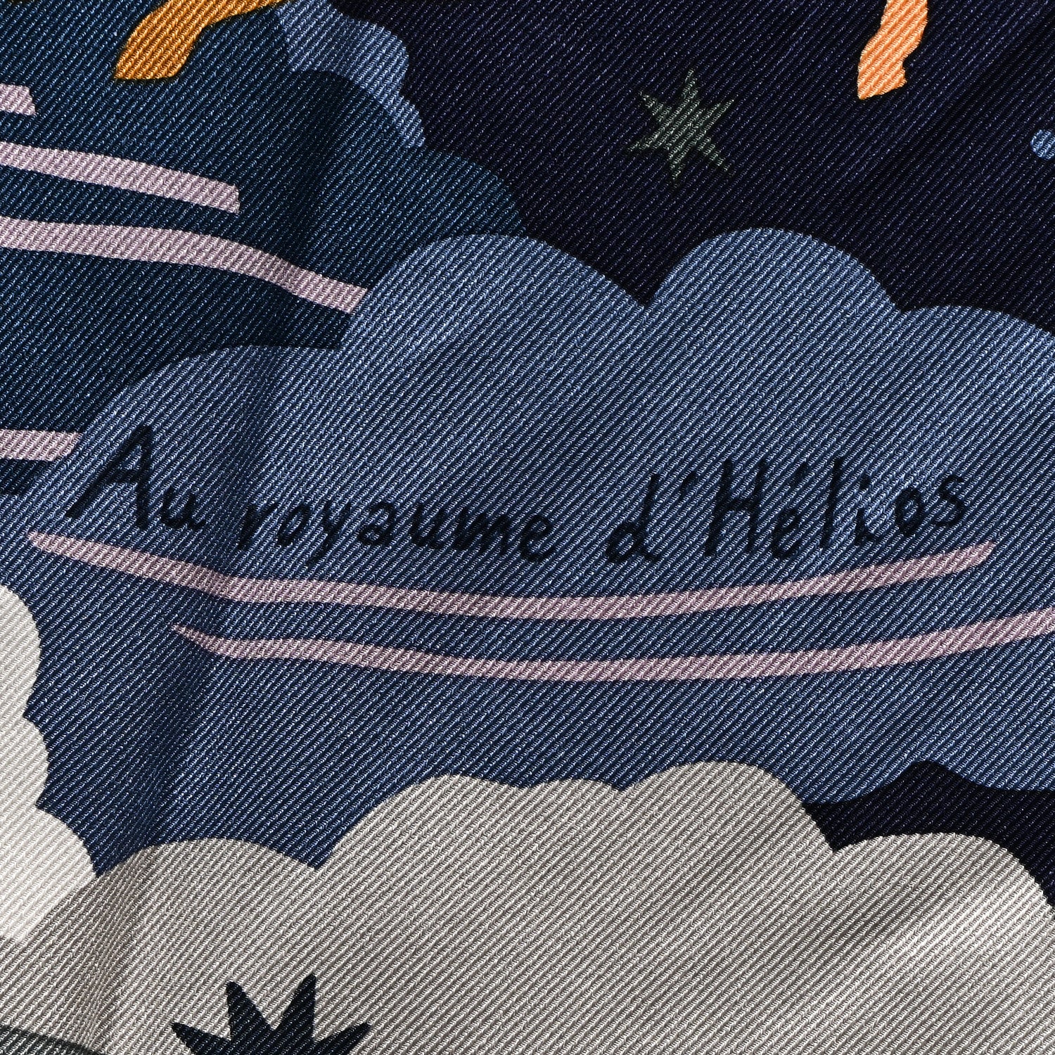 Hermes Silk Au Royaume d'Helios Scarf 70 Bleu Nuit Argile Bleu Jean 5 of 5
